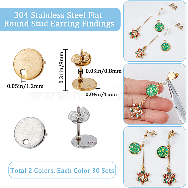 60個 2 色 304 ステンレス鋼のスタッド イヤリングの調査結果(STAS-SC0006-57)-2