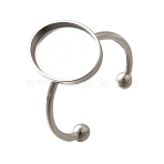 304 Stainless Steel Open Cuff Ring Components, Pad Ring Setting, Oval, Stainless Steel Color, Oval: 15.5x11.5mm, Adjustable, Tray: 14.5x10.5mm (STAS-M057-01E-P)