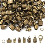 DIY Findings Kits, Including Alloy Cord Ends, Iron Open Jump Rings, Zinc Alloy Lobster Claw Clasps, Antique Bronze, 16x10mm, Hole: 3.5mm(FIND-YW0017-85)