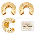 200Pcs Brass Crimp Beads Covers, Real 24K Gold Plated, 4x2.5mm, Hole: 2.5mm(FIND-BBC0003-63)