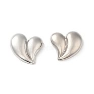 Rack Plating Brass Stud Earrings, Heart, Platinum, 24.5x28mm(EJEW-Q786-02P)