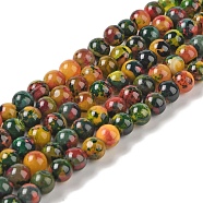 Natural Agate Bead Strands, Dyed & Heated, Round, Dark Green, 8mm, Hole: 0.7mm, about 44pcs/strand, 14.17 inch(36cm)(G-C116-B01-06)