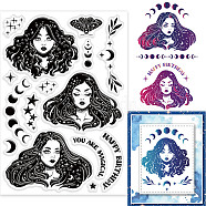 PVC Plastic Stamps, for DIY Scrapbooking, Photo Album Decorative, Cards Making, Stamp Sheets, Girl Pattern, 16x11x0.3cm(DIY-WH0167-57-0392)