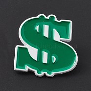 Dollar Money Enamel Pin, Alloy Brooch for Backpack Clothes, Sign Pattern, 30x29x1.5mm, Pin: 1.2mm(JEWB-A005-10-06)