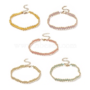 Glass Seed Braided Beaded Bracelet with 304 Stainless Steel Clasp for Women, Mixed Color, 6-7/8 inch(17.5cm)(BJEW-JB09169)