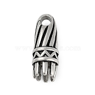 304 Stainless Steel Pendants, Column Charm, Antique Silver, 25x9.5mm, Hole: 4.5x4mm(STAS-F310-05AS-02)