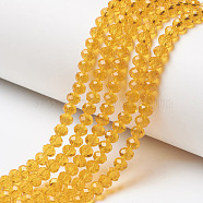 Glass Beads Strands, Faceted, Rondelle, Orange, 4x3mm, Hole: 0.4mm, about 123~127pcs/strand, 16.5~16.9 inch(42~43cm)(EGLA-A034-T4mm-D17)