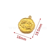 Stainless Steel Pendant, Golden, Flat Round with Constellation Charm, Pisces, 19.5x16mm(PW-WG21189-12)