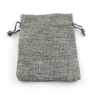 Polyester Imitation Burlap Packing Pouches Drawstring Bags, for Christmas, Wedding Party and DIY Craft Packing, Gray, 9x7cm(ABAG-R005-9x7-04)