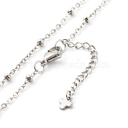 304 Stainless Steel Satellite Chains Necklace, Stainless Steel Color, 18-1/8(46cm), 3mm(NJEW-JN03594-01)