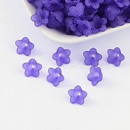 Transparent Acrylic Beads, Frosted, Flower, Indigo, 13x7mm, Hole: 1mm, about 1865pcs/500g(PL560-13)