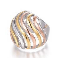 304 Stainless Steel Finger Rings, Stainless Steel Color & Golden & Rose Gold, Size 6~9, 16~19mm(RJEW-E162-09)