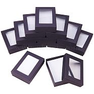 Rectangle Valentines Day Presents Packages Cardboard Jewelry Set Boxes, for Necklaces, Earrings and Rings, Black, 9x6.5x2.8cm(CBOX-NB0001-04)