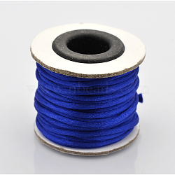 Macrame Rattail Chinese Knot Making Cords Round Nylon Braided String Threads, Satin Cord, Blue, 2mm, about 10.93 yards(10m)/roll(NWIR-O001-A-08)