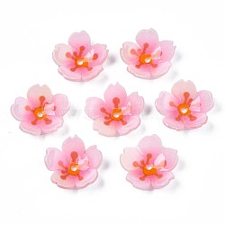 Plastic Beads, Flower, Pearl Pink, 17~17.5x18x4.5mm, Hole: 1.6mm(KY-N015-56A)