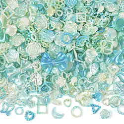 Opaque ABS Plastic Beads,  Mixed Shapes, Medium Aquamarine, 11~22x11~29x2.5~9.5mm, Hole: 1.5~2mm, 100g/bag(FIND-TAC0016-33A)