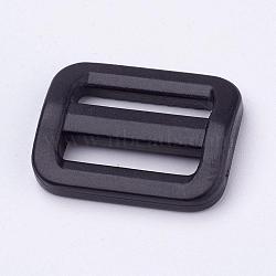 Plastic Buckles, Rectangle, Black, 26.5x20.5mm, Hole: 3x19mm(BUTT-E124-01)