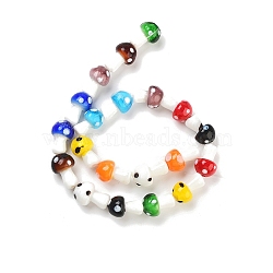 Mushroom Handmade Lampwork Beads Strands, Mixed Color, 16x12mm, Hole: 2mm, about 20pcs/strand, 13.7 inch(X-LAMP-R116-03)