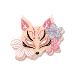 Printed Acrylic Pendants, Fox, Pink, 30x37.5x2.5mm, Hole: 1.5mm(OACR-D008-05)