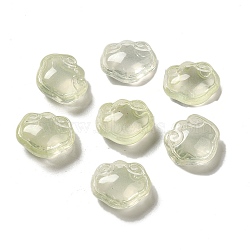 Transparent Glass Pendants, Longevity Lock Charms, Light Goldenrod Yellow, 14x16x7mm, Hole: 1.2mm(GLAA-D025-08E)