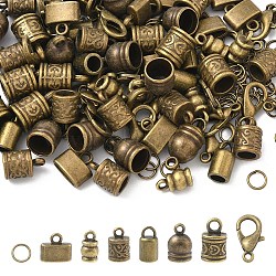 DIY Findings Kits, Including Alloy Cord Ends, Iron Open Jump Rings, Zinc Alloy Lobster Claw Clasps, Antique Bronze, 16x10mm, Hole: 3.5mm(FIND-YW0017-85)