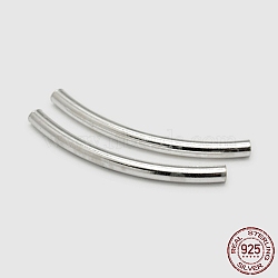 Tube 925 Sterling Silver Beads, Silver, 30~31x2mm, Hole: 1.2mm(STER-O021-03-31x2mm)