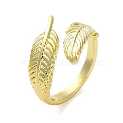 Brass Rings, Real 18K Gold Plated, Leaf, Real 18K Gold Plated, Inner Diameter: 18mm(RJEW-B057-15G)