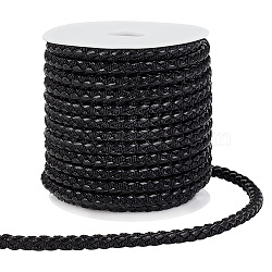 10M Round Braided PU Leather Cord, for Necklace & Bracelet Making Accessories, Black, 5.5mm, about 10.94 Yards(10m)/Roll(WL-WH0007-02)