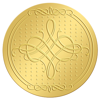 Self Adhesive Gold Foil Embossed Stickers, Medal Decoration Sticker, Floral Pattern, 50x50mm