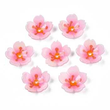 Plastic Beads, Flower, Pearl Pink, 17~17.5x18x4.5mm, Hole: 1.6mm