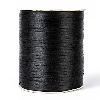 Double Face Satin Ribbon, Polyester Ribbon, Black, 1/8 inch(3mm) wide, about 880yards/roll(804.672m/roll)