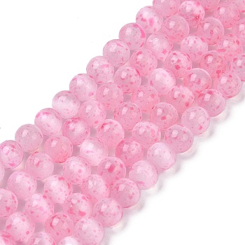Natural Selenite Beads Strands, Dyed, Round, Pearl Pink, 8mm, Hole: 1mm, about 47pcs/strand, 15.51''(39.4cm)