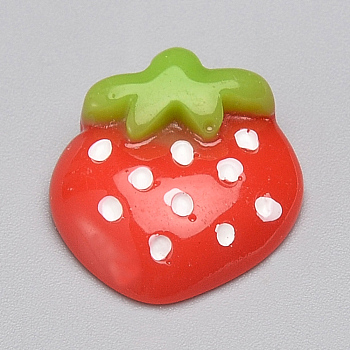 Resin Decoden Cabochons, Strawberry, Red, 15x16x5.5mm
