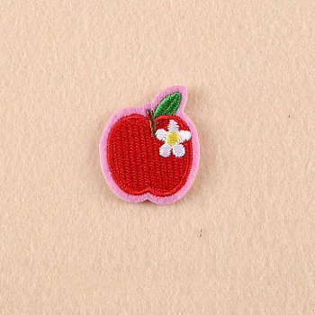 Computerized Embroidery Cloth Iron on/Sew on Patches, Costume Accessories, Appliques, Apple, Red, 32x27mm
