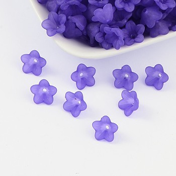 Transparent Acrylic Beads, Frosted, Flower, Indigo, 13x7mm, Hole: 1mm, about 1865pcs/500g