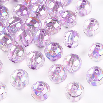 Transparent Acrylic Beads, AB Color Plated, Round, Lilac, 12x11mm, Hole: 2.5mm, about 566pcs/500g
