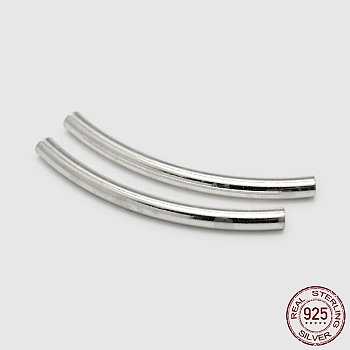 Tube 925 Sterling Silver Beads, Silver, 30~31x2mm, Hole: 1.2mm