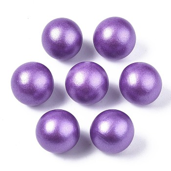 Painted Natural Wood Beads, Pearlized, No Hole/Undrilled, Round, Medium Purple, 15mm