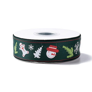 25 Yards Christmas Theme Printed Polyester Grosgrain Ribbon(OCOR-C004-02F)-2