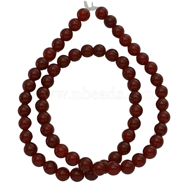 Dark Red Round White Jade Beads