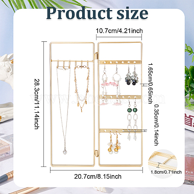 Exhibición de joyería de hierro soportes de pantalla plegable con 2 paneles plegables(EDIS-WH0029-83B)-2