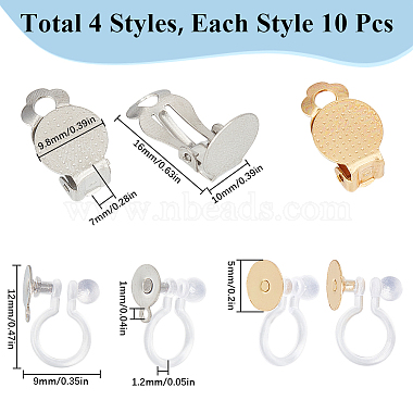 40Pcs 4 Styles 304 Stainless Steel Clip-on Earring Findings(STAS-SC0008-32)-2