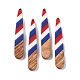 Independence Day Opaque Striped Resin & Walnut Wood Pendants(RESI-U010-02G)-1