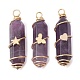3Pcs 3 Styles Natural Amethyst Copper Wire Wrapped Pointed Pendants(PALLOY-JF02460-02)-1