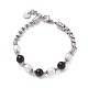 Round Mixed Gemstone & Natural Pearl Beaded Bracelet for Girl Women(BJEW-F418-07)-2