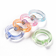 Transparent Acrylic Finger Rings, Mixed Color, US Size 7 1/2(17.7mm)(X-RJEW-T010-07)