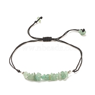 Natural Green Aventurine Chips Braided Bead Bracelet, Gemstone Adjustable Bracelet for Women, Inner Diameter: 5/8~3-5/8 inch(1.6~9.3cm)(BJEW-JB08019-04)