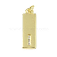 Brass Micro Pave Clear Cubic Zirconia Pendants, Real 18K Gold Plated, Rectangle, Letter I, 23.5x7.5x2mm, Hole: 3mm(KK-P266-06G-I)