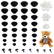 Elite 80Pcs 8 Style Triangle Velvet Craft Safety Screw Noses, Craft Doll Making Supplies, Black, 7~21mm, 10pcs/style(DOLL-PH0001-17)