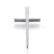 304 Stainless Steel Pendants, Cross, Stainless Steel Color, 18x12x3mm, Hole: 1.5mm(STAS-H329-76P)